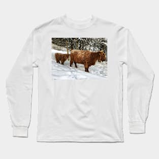 Scottish Highland Cattle Cow and Calf 1653 Long Sleeve T-Shirt